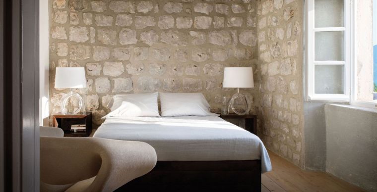 deco-murale-pierre-exposee-style-rustique-chambre-a-coucher ... deco-murale-pierre-exposee-style-rustique-chambre-a-coucher ...