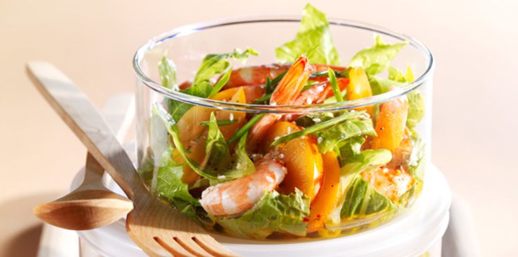 Recettes salade de crevettes et abricots au piment vert