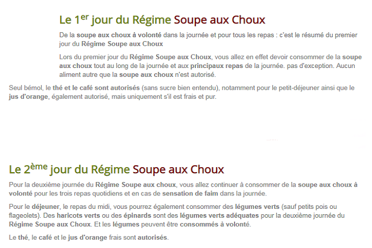 régime soupe aux choux