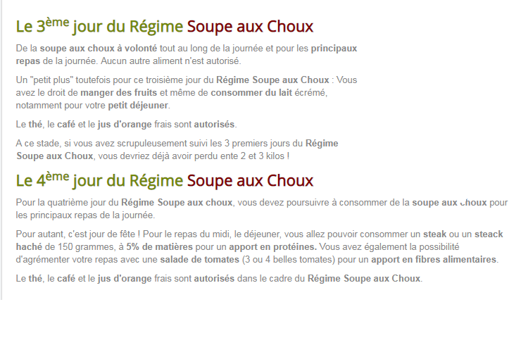 régime soupe aux choux